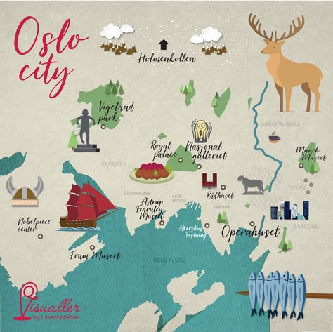 Norway Infographic, Oslo Map, Treasure Hunt Map, Norway Roadtrip, Stockholm Shopping, Read Around The World, Oslo Travel, Norway Map, Oslo City