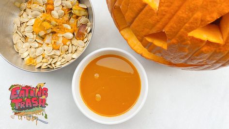 Pumpkin Pulp, Pumpkin Guts, Vegetable Soups, Creamy Risotto, Crustless Pumpkin Pie, Hearty Vegetable Soup, Vegetable Scraps, Holidays 2023, Carving Pumpkins