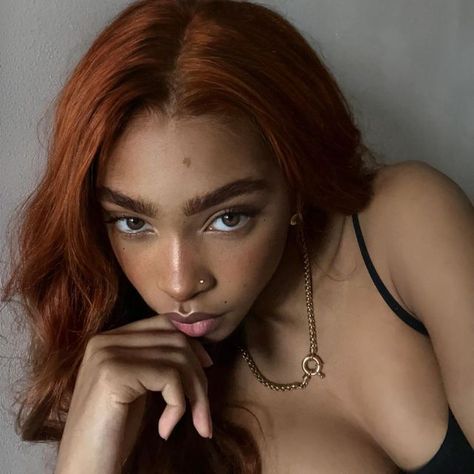 Indian Ginger Hair, Ginger Hair Indian Skin, Ginger Hair On Indian Skin, Orange Hair On Tan Skin, Black Girls With Ginger Hair, Kehlani Ginger Hair, Ginger Hair On Tan Skin, Dark Orange Hair, Hair Color For Tan Skin