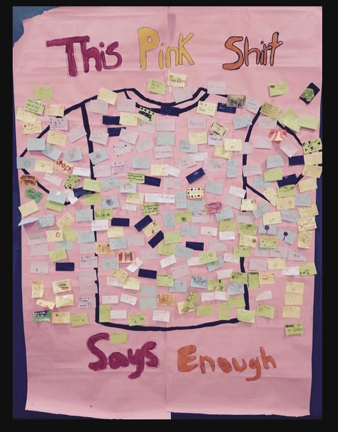 245 students at Lakeview Elementary posted their own msg to our giant Pink Shirt! Pink Shirt Day Ideas School, Pink Shirt Day Bulletin Board Ideas, Pink Shirt Day Bulletin Board, Pink Shirt Day Art, Pink Shirt Day Activities For Kids, Pink Shirt Day Activities, Pink Shirt Day, Remote Teaching, School Needs