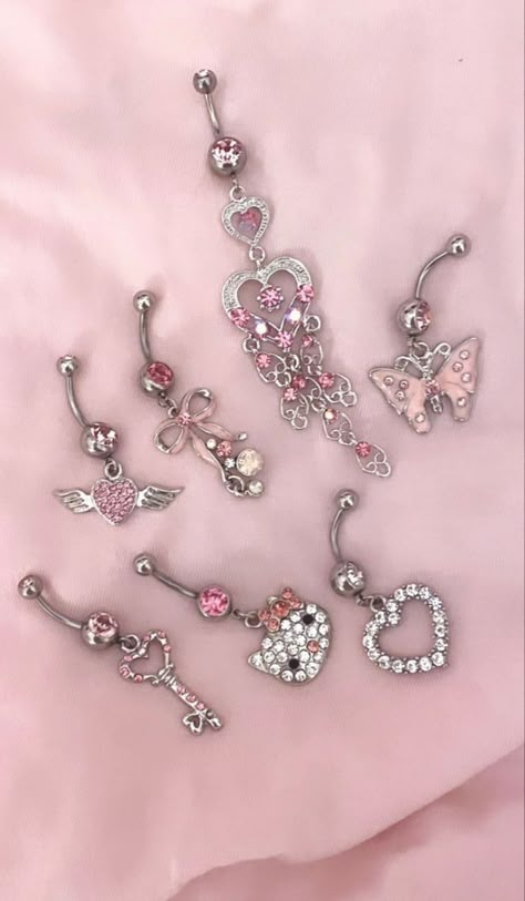 Hello Kitty Aesthetic Nails, Belly Jewelry Piercings, Naval Piercing Jewelry, Belly Piercing On Chubby Stomach, Hello Kitty Stuff To Buy, Cute Piercing, Pretty Piercings, Stuff I Want, Belly Piercings