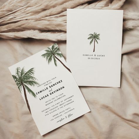 $2.92 | Minimalist Palm Trees wedding invitation - destination wedding, palm tree, tropical beach, palm tree wedding invitation, tropical wedding invitation, tropical wedding, destination wedding invitation, palm tree invitation, wedding invitation, green wedding invitation Save The Date Destination Wedding, Tropical Save The Date, Save The Date Destination, Palm Tree Wedding Invitations, Beach Wedding Save The Date, Palm Tree Wedding, Jungle Wedding, Destination Wedding Invitation, Tree Wedding Invitations