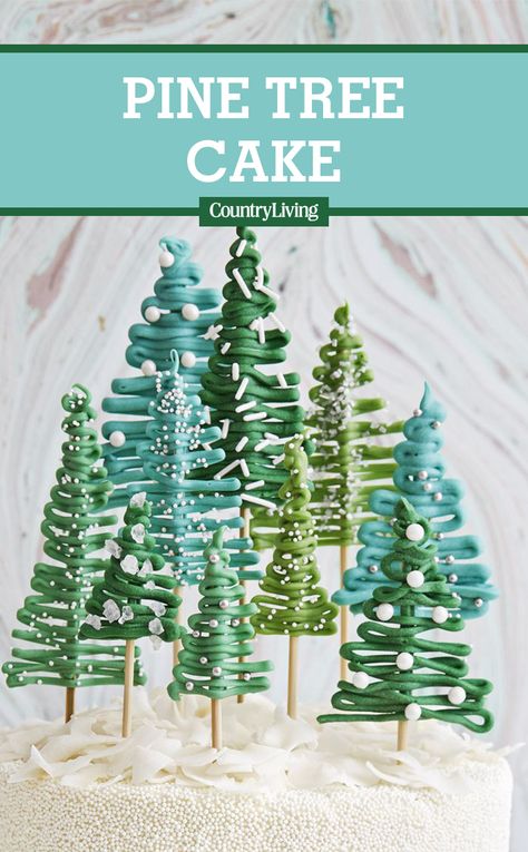 Make this festive pine tree cake at your next holiday celebration.   #easyrecipe #recipe #food #ideas #inspiration #dessert #holiday Tree Cake Ideas, Pine Tree Cake, Chocolate Chip Cake, Christmas Cake Decorations, Tree Cake, Christmas Tree Cake, Christmas Cakes, Tree Cakes, Simple Christmas Tree