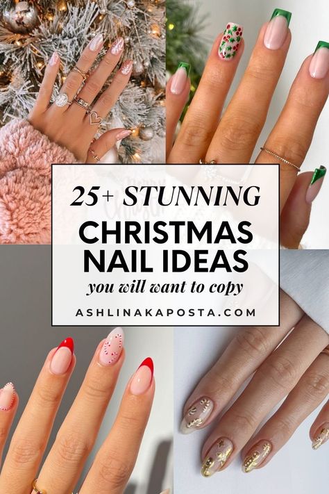 25+ Gorgeous Holiday Nail Ideas You Will Want to Wear this Christmas — ASHLINA KAPOSTA Summer Christmas Nail Designs, Nail Inspo Simple Christmas, Almond December Nails, Christmas Nails 2024 Trends Almond, Muted Christmas Nails, Gel X Christmas Nail Designs, Christmas Velvet Nails, Classy Nails Christmas, Ew Years Nail Ideas