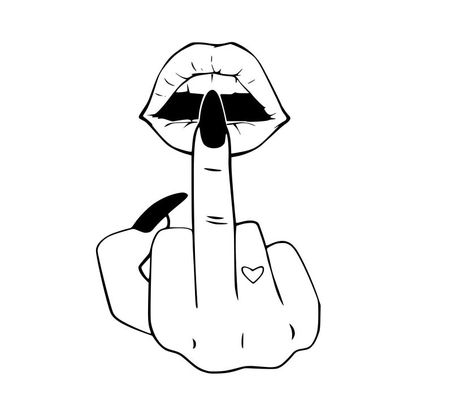 Finger Over Lips Drawing, Middle Finger Tattoo For Women, Skeleton Middle Finger Tattoo, Middle Finger Images, Middle Finger Drawing, Nails Svg, Middle Finger Tattoo, Rude Finger, Black Fake Nails