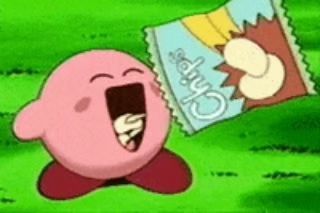 #sietetortilla #grainfree Kirby Eating, Eating Gif, Kirby Memes, Kid Icarus, Meta Knight, Cartoon Gifs, Super Smash Bros, Smash Bros, Potato Chips