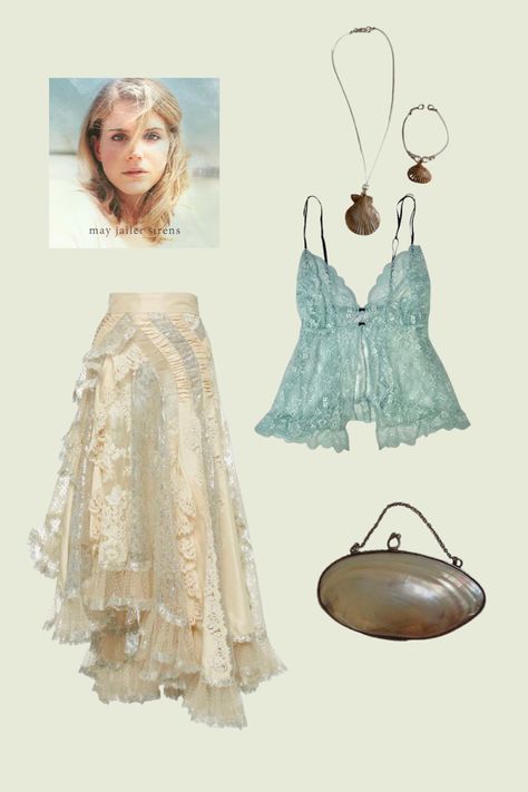 Oceanic Aesthetic Outfits, Coquette Mermaid Outfit, Pink Mermaidcore Outfits, Siren Outfit Inspiration, Siren Aesthetic Dress, Fairy Beach Outfit, Lizzy Grant Outfits Inspiration, Romcom Core Style, High Fashion Mermaid