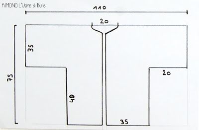 L'usine à bulle: [DIY] Gilet kimono ultra facile                                                                                                                                                      Plus Pola Kimono, Kimono Jacket Sewing Pattern, Kimono Sewing Pattern, Pola Blus, Gilet Kimono, Moda Kimono, Diy Kimono, Crocheting Patterns, Mode Kimono