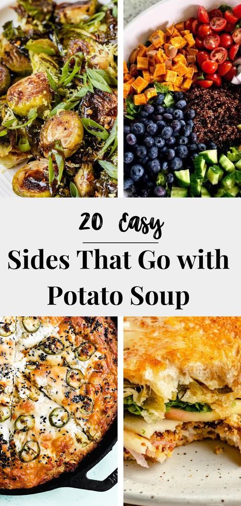 Best Sides for Potato Soup Healthy Sides For Soup, Bread Sides For Soup, What To Eat With Potato Soup, Sides For Potato Soup, Side Dishes To Go With Soup, What Goes With Potato Soup, Potato Soup Sides Dishes, Potato Soup Sides, What To Serve With Potato Soup