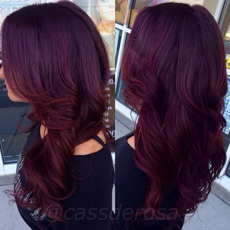 Dark Burgundy Hair                                                                                                                                                                                 More Pelo Color Borgoña, Dark Burgundy Hair, Burgundy Hair Dye, Hair Formulas, Red Violet Hair, Violet Hair Colors, Mahogany Hair, Beauty Boost, Violet Hair