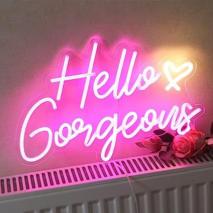 No makeup loving baddie should be without a sign like this. perfect decor for you vanity area or just for a daily reminder that you, are fabulous!! Great for gift giving too! click that link to get yours! #sponsor Hello Gorgeous Neon Sign, Salon Suite Ideas, Pink Toys, Popup Store, Neon Rose, Birthday Party Background, Pink Room Decor, Lights For Home, Signs For Business