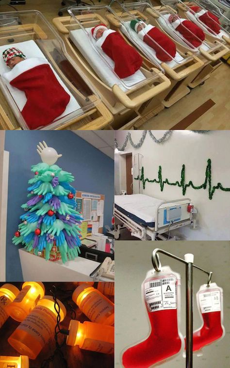 Hospital Christmas Decorations That Show Medical Staff Are The Most Creative People Ever! Hospital Christmas Parade Float, Nursing Christmas Decorations, Lab Christmas Decorations, Medical Christmas Decorations, Pharmacy Christmas Decorations, Medical Office Christmas Decorations, Medical Decorations, Hospital Christmas Decorations, Pharmacy Christmas