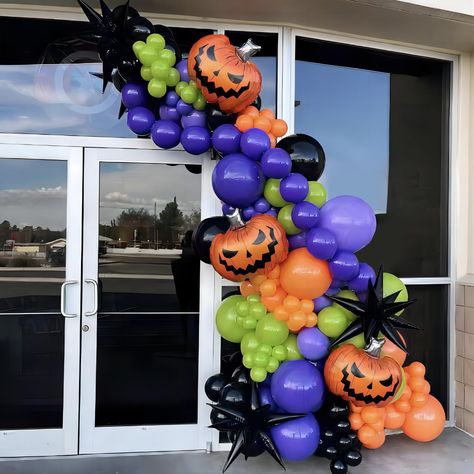 PRICES MAY VARY. 【 Halloween Balloon Arch Kit】- including 155pcs (purple ,green,orange and black) latex balloons,3pcs pumpkin foil balloons, 3pcs explosion star balloons , 5pcs dot glue (100 points), 1pc ribbon and 1pc balloon arch strip. 【MATERIALS】Halloween Balloon Garland are made from high-quality natural latex and foil film. Safety,durable,non-toxic and odorless. Our balloons can be maintained for more than 2-3 days after inflation. 【OCCASIONS】 -Halloween balloon arch kit is ideal halloween Balloon Arch Halloween, Monster Balloon Arch, Halloween Balloon Arches, Halloween Party Balloon Arch, Halloween Balloon Backdrop, Halloween Balloon Columns, Halloween Balloon Arch, Halloween Arch, Halloween Balloon Garland