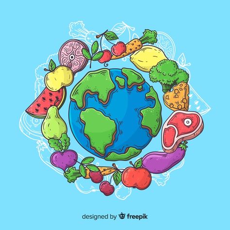 Nutrition Awareness Poster, World Food Day Poster Drawing, World Food Day Poster Design, Nutrition Month Poster Making Drawing, Healthy Food Illustration Art, World Food Day Poster, Poster Making Ideas, Food Safety Posters, Science Exhibition Projects