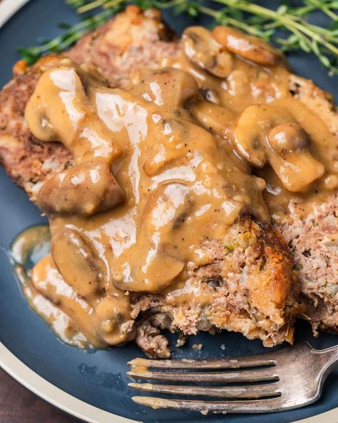 Cheesecake Factory Meatloaf Recipe, Cheesecake Factory Meatloaf, Meatloaf With Brown Gravy, Brown Gravy Meatloaf, Italian Style Meatloaf, Mushroom Meatloaf, Meatloaf With Gravy, Copycat Cheesecake Factory, Italian Beef Stew