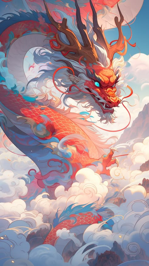 Asian Dragon, Dragon Illustration, Japon Illustration, 캐릭터 드로잉, Fantasy Creatures Art, Dragon Artwork, Art Japonais, Art Wallpaper Iphone, Art Et Illustration