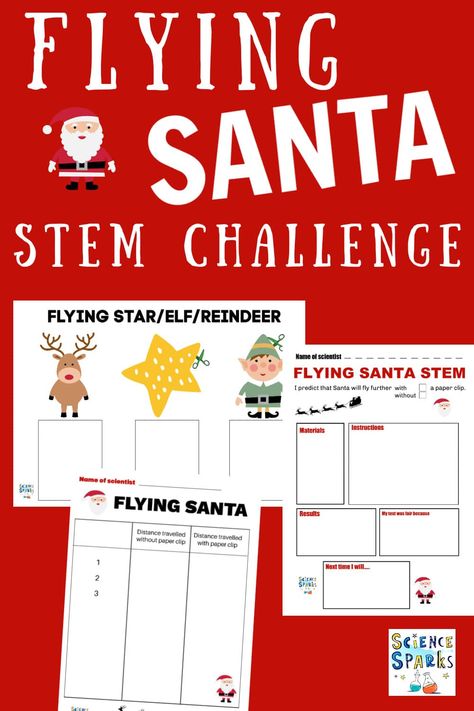 Flying Santa STEM Challenge Early Years Science, Kids Science Fair Projects, Christmas Science Experiments, Holiday Stem, Human Body Science, Holiday Science, Christmas Science, Halloween Science, Christmas Stem