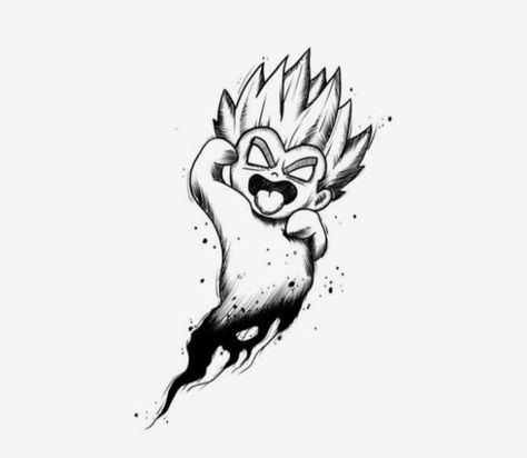 Ghost Gotenks Tattoo, Gotenks Ghost, 300 Tattoo, Soldier Tattoo, Ball Tattoo, Dragon Ball Tattoo, Ghost Tattoo, Wicked Tattoos, Kamikaze