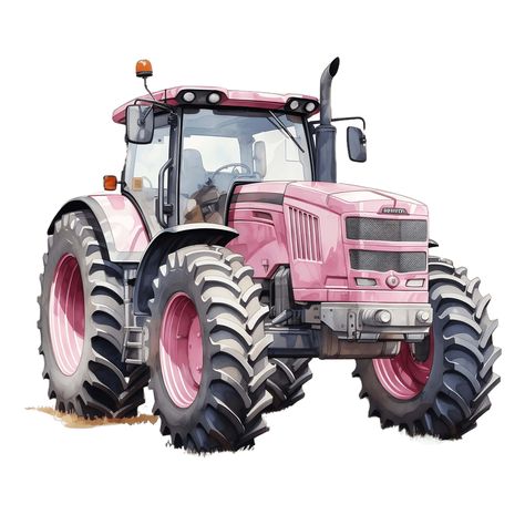 Tractor Clipart, Pink Tractor, Beautiful Beach Houses, Farm Craft, Rose Vintage, Farm Tractor, Digital Graphics, Rustic Charm, Vintage Pink