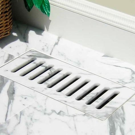 Check Out These 10 Ugly Air Vent Cover Upgrades | Family Handyman Gas Fireplace Diy, Marble Restoration, Floor Vent Covers, Fireplace Diy, Heat Vents, Marble Trend, Natural Stone Fireplaces, Interior Window Shutters, Floor Vents