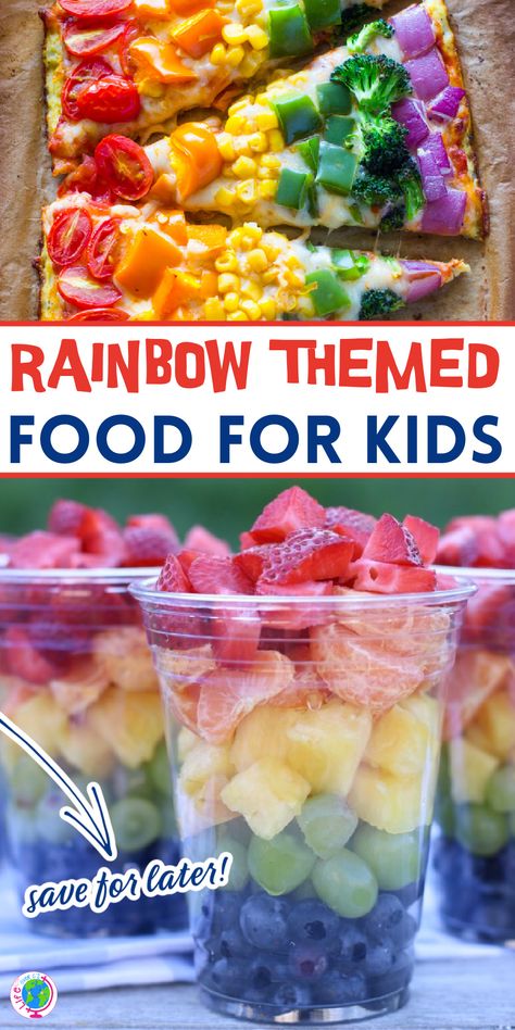 Rainbow Themed Food Ideas, Rainbow Food Healthy, Rainbow Unicorn Food Ideas, Rainbow Skewers, Rainbow Party Food Main Dish, Rainbow Birthday Party Food Ideas, Unicorn Rainbow Party Food, Cheap Rainbow Party Ideas, Pride Food Ideas Easy