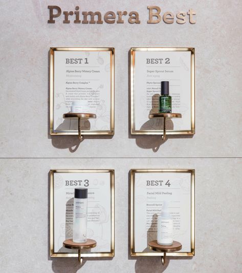 Primera (Amore Pacific) - Global | Landini Associates Market Pop Up, Skincare Retail Display Ideas, Skincare Store Display, Display Cosmetic Design, Skincare Product Display Retail, Perfume Sample Display, Perfume Retail Design, Shelf Talkers, Soap Display