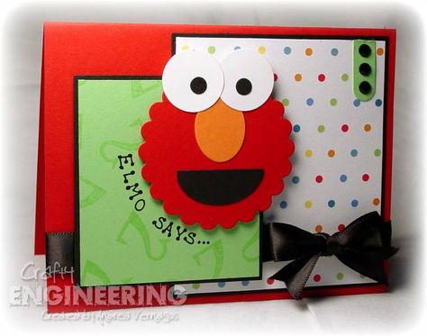 Elmo 2nd Birthday, Bday Cards, Making Cards, Sketch Challenge, Punch Art, Box Ideas, She Loves, Kids Cards, Simple Cards