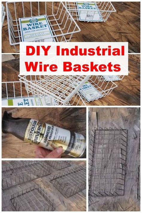 This thrifty idea ends up looking super chic! Look what she did with these Dollar Store wire baskets! Diy Wire Basket, Diy Home Decor For Apartments, Industrial Diy, Store Concept, Wire Diy, Dollar Store Hacks, Diy Basket, Wire Basket, Tree Crafts