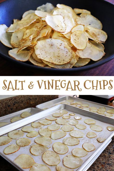 Homemade Salt and Vinegar Chips Recipe - Living Vegan Salt And Vinegar Chips Recipe, Homemade Salt And Vinegar Chips, Salt And Vinegar Chips, Vinegar Chips, Salt And Vinegar Potatoes, Potato Sticks, Salt And Vinegar, Chips Recipe, Sliced Potatoes