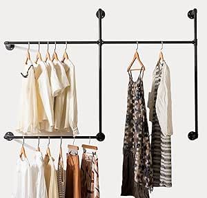 Wall Clothing Rack, Industrial Pipe Clothing Rack, Wall Mounted Closet, Wall Mounted Clothing Rack, Pipe Clothes Rack, Open Wardrobe, Heavy Duty Clothes Rack, Closet Organizing Systems, Wall Mount Rack