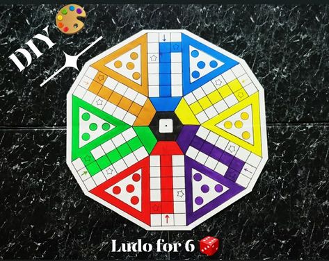 Made ludo game for 6 players 🤩 Ludo Board Design, Ludo Game, Wood Clock Design, Kitty Party Games, Games Diy, Math Game, Wood Clock, Kitty Party, Easy Doodles Drawings