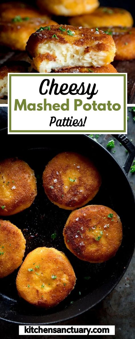 Cheesy Potato Patties, Cheesy Fried Potatoes, Potato Cheese Patties, Potato Patties From Mashed Potatoes, Potato Patty Recipe Mashed, Crispy Mashed Potatoes Joeys, Mash Potato Patties, Fried Mashed Potato Patties With Cheese, Mash Potato Fritters