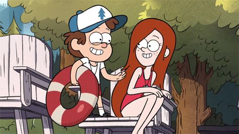 via GIFER Mabel Gravity Falls, Dipper And Wendy, Wendy Corduroy, Gravity Falls Dipper, Disney Ships, Resident Evil Girl, Disney Presents, Nintendo Fan Art, Dipper And Mabel