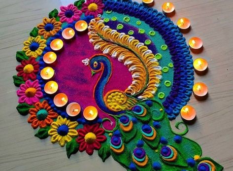 12 . Peacock Image Rangoli New Rangoli Designs Diwali 2022, Rangoli Designs Peacock Diwali, Traditional Rangoli Designs Beautiful, Mor Rangoli, Best Rangoli Designs For Diwali, New Rangoli Designs Creativity, Rangoli Designs Latest Unique For Diwali, Unique Rangoli Designs Beautiful, Unique Rangoli Designs