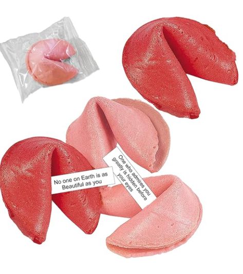 Individually wrapped pink and red fortune cookies with pre-written fortunes. 50 pc per order for a festive time Pink Fortune Cookies, Valentine Fortune Cookies, Valentines Party Favors, Valentine Party Favors, Shillong, Fortune Cookies, Adult Party Games, Valentines Day Treats, Candy Jar