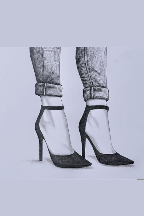 How To draw Feet With High Heels And Jeans Drawing Ideas People Drawing Reference, Design Shoes Drawing, Body Poses Drawing, How To Draw Heels, Drawing High Heels, Color Mixing Chart Acrylic, Jeans Drawing, Youtube Drawing, Dream Drawing