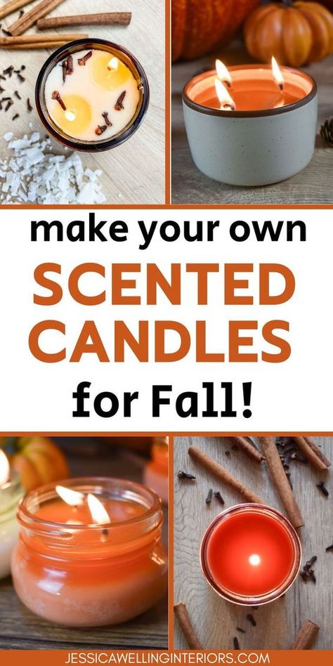 Make your home smell amazing with these easy Fall candle tutorials! From pumpkin spice to apple cider to beeswax and spiced pear! Fall Diy Candles, Fall Candle Crafts, Diy Fall Scented Candles, Homemade Fall Candles, Diy Scented Candles Recipes, Homemade Candle Recipes, Candle Recipes, Fall Scented Candles, Fall Candles Diy, pumpkin spice candles Fall Candle Crafts, Diy Fall Scented Candles, Diy Fall Candles, Homemade Fall Candles, Diy Scented Candles Recipes, Easy Homemade Candles, Candle Scent Combinations, Homemade Candle Recipes, Candle Recipes