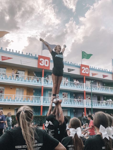 Uca Nationals Disney, Cheer Leading Aesthetic, Cheer Worlds 2023, Worlds Cheer, Highschool Cheer Aesthetic, Uca Cheer Nationals Disney, Uca Cheer, Uca Cheer Camp, Summit Cheer