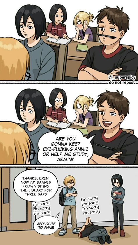 Playstation Characters, Reborn Anime, Aot Fanart, Aot Funny, Anime Reference, Studio Ghibli Characters, Attack On Titan Comic, Secret Admirer, Eren X Mikasa