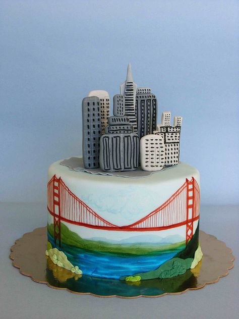 San Francisco cake | Flickr - Photo Sharing! Travel Cakes, City Cake, Travel Cake, Superhero Cake, Minecraft Cake, Special Cake, Novelty Cakes, Cake Frosting, Cake Decorating Techniques