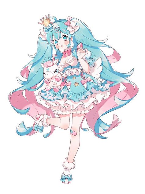 Illustration of Hatsune Miku - Prize Figure - Yumekawa Princess ver. by FuRyu Hatsune Miku Outfits, Cosplay Miku, Kaai Yuki, Miku Hatsune Chibi, Miku Cosplay, Game Costumes, Art Style Inspiration, Anime Figures, Magical Girl