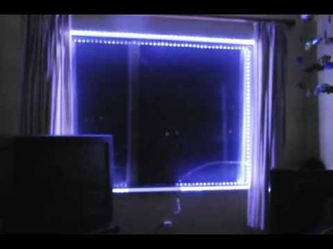 Lights Around Window, Frames With Lights, Led Light Art, Led Light Bedroom, Lead Windows, Outdoor Led Strips, Bedroom Led, Purple Door, Rgb Led Strip Lights