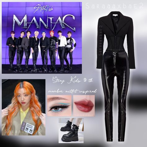 Maniac Inspired Outfits, Stray Kids Maniac Outfits, Skz 9th Member Outfits Girl, Band Costumes, Skz Concert, Stray Kids Outfits, Rock Star Outfit, Kpop Fits, Outfit Ideas For Church