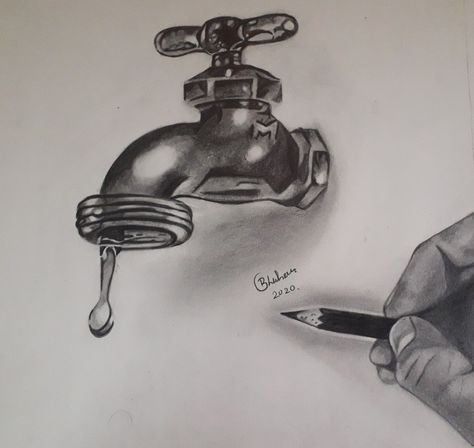 Water Tap Drawing, Tap Drawing, Still Life Pencil Shading, Professional Makeup Kit, Pencil Shading, Water Tap, Makeup Kit, Pencil Sketch, Pencil Drawing