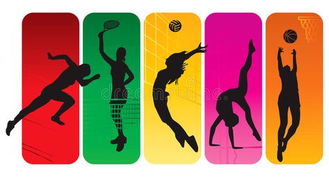 Sport silhouettes. On an abstract background #Sponsored , #paid, #affiliate, #Sport, #abstract, #background, #silhouettes Sports Day Decoration, Sports Day Poster, Sports Illustrations Design, Sports Theme Classroom, Dragon Wallpaper Iphone, Yellow Aesthetic Pastel, Sports Painting, School Murals, Sport Illustration