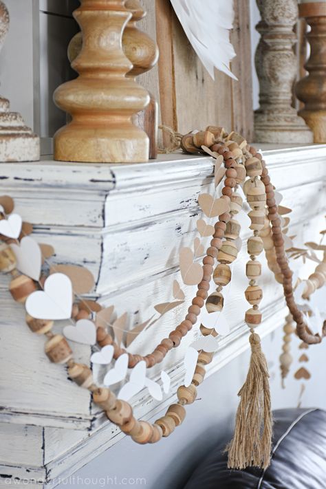 Neutral Valentine's Day Decor - A Wonderful Thought Valentine Boho Decor, Valentines Minimalist Decor, Valentine Neutral Decor, Muted Valentines Decor, Valentines Staircase Decor, Valentines Day Garland Mantels, Tasteful Valentine Decor, Pottery Barn Valentine Decor, Scandinavian Valentines Day Decor