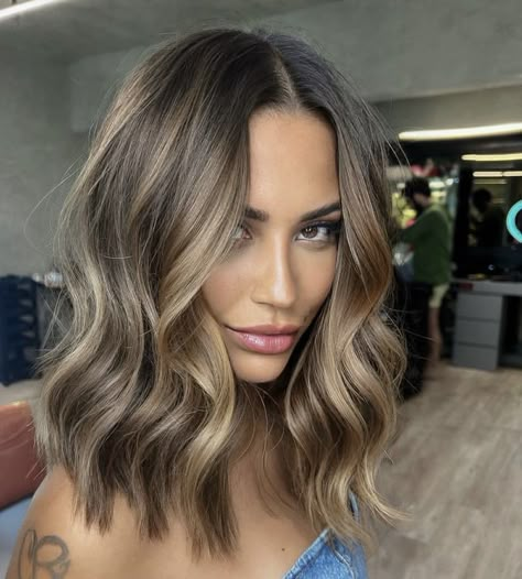 Light Brown Hair Grown Out Roots, Bronde Babylights Balayage, Blonde Or Brown Hair, Short Light Brown Hair With Lowlights, Bronde Balayage Long Bob, Layered Balayage Hair Mid Length, Sandy Brown Hair Balayage, Dimensional Brunette Bob, Balayage Bronde Hair