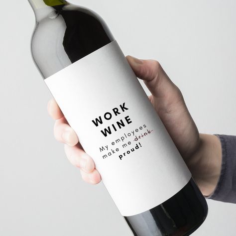 Looking for a funny, unique gift for your coworkers, employees, boss, or work bestie? Look no further! Our funny wine labels are perfect for celebrating an award, promotion, new job, secret Santa or office Christmas Party. Easy to apply and printed on high-quality, waterproof material, our wine bottle label is designed to withstand even the most raucous of celebrations. Simply peel off the backing and attach it to your favorite bottle of wine for an instant gift that's both thoughtful and entert Alcohol Gifts For Coworkers, Funny Marketing Ideas, Funny Secret Santa Gifts For Coworkers, New Years Gifts For Coworkers, Coworker Awards Funny, Small Alcohol Bottles Gifts, Employee Appreciation Gifts Wine, Xmas Gifts For Coworkers, Gift For Boss