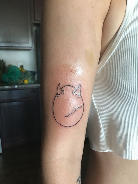 Egg Timer Tattoo Design, Ovo Tattoo Ideas, Sunny Side Up Egg Tattoo, Easter Egg Tattoo, Deviled Egg Tattoo, Egg Tattoo, Jay Tattoo, Deviled Egg Dish Ceramic, Barcode Tattoo