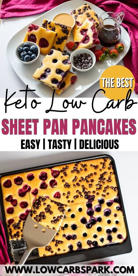 Keto Sheetpan Pancakes, Prediabetes Breakfast, Keto Breakfast Prep, Pancakes For A Crowd, Atkins Breakfast, Keto Sheet Pan, Sheet Pan Pancakes, Pan Pancakes, Sheet Pan Meals Chicken